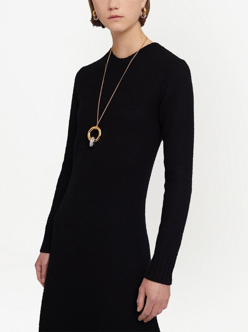 Black Wool Asymmetric Dress