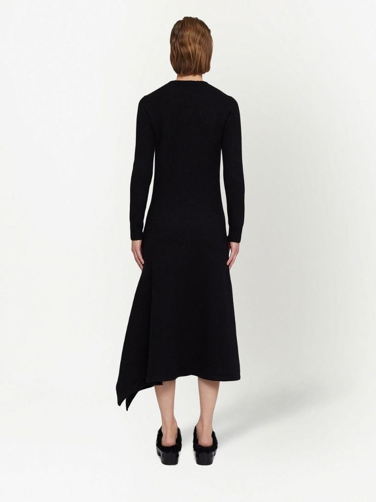Black Wool Asymmetric Dress