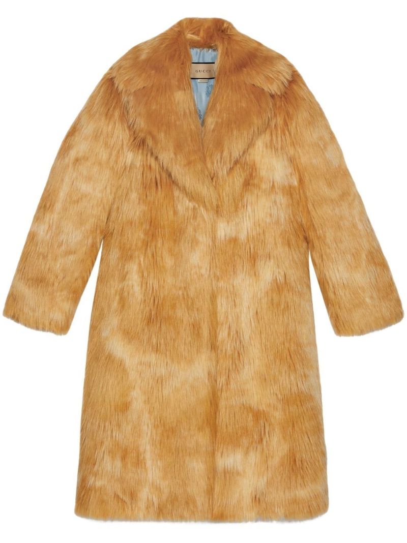 Orange Faux-fur Long Coat