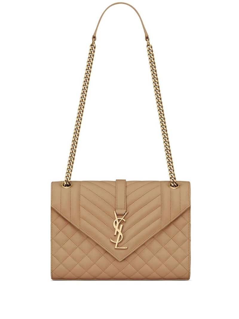 Neutral Medium Envelope Leather Shoulder Bag