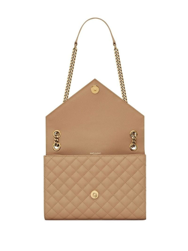 Neutral Medium Envelope Leather Shoulder Bag