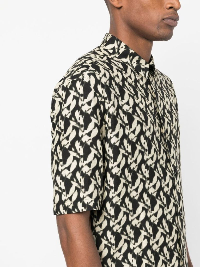 Black Cotton Abstract Print Shirt
