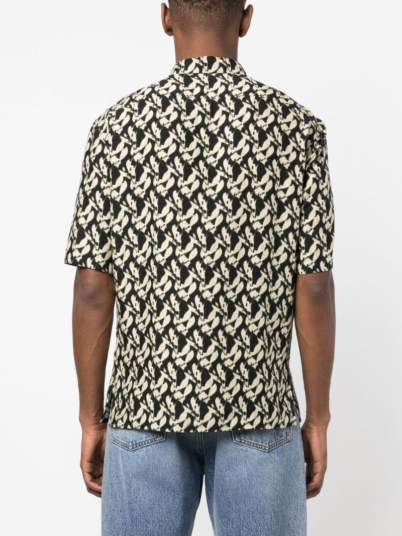 Black Cotton Abstract Print Shirt