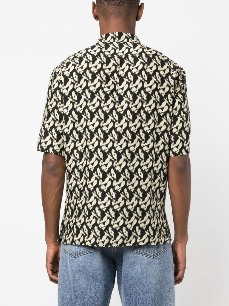 Black Cotton Abstract Print Shirt