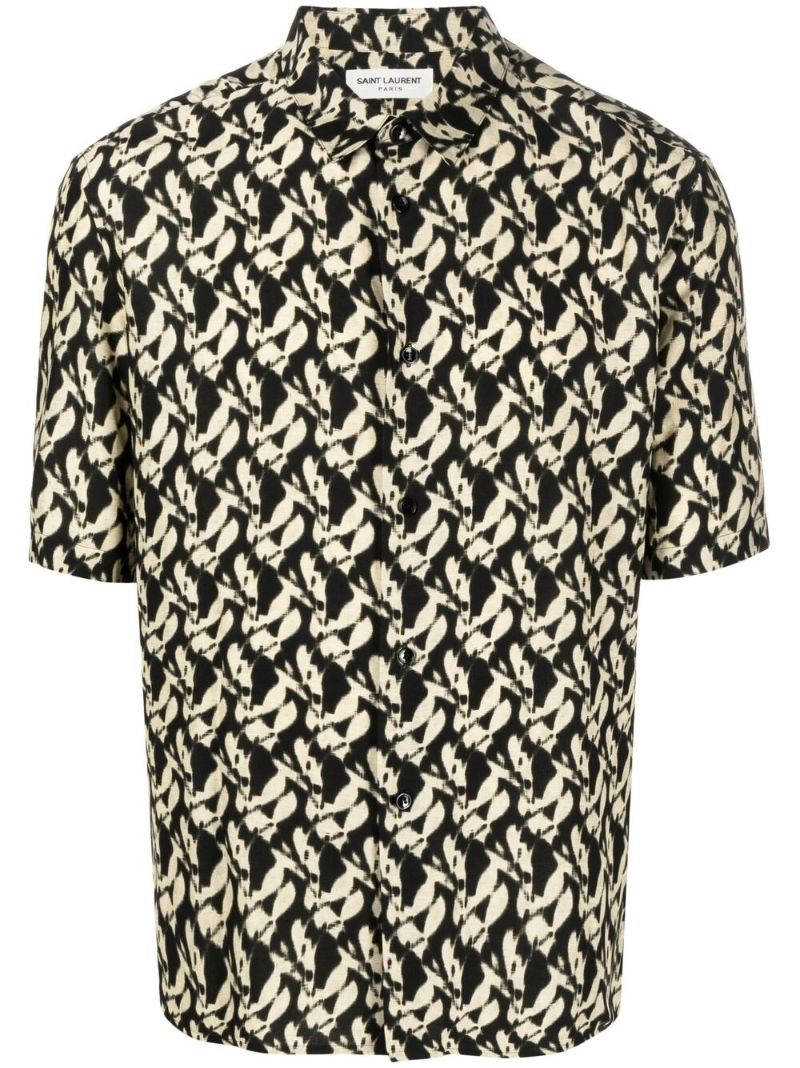 Black Cotton Abstract Print Shirt