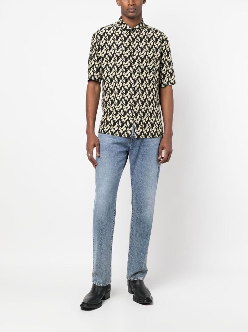 Black Cotton Abstract Print Shirt
