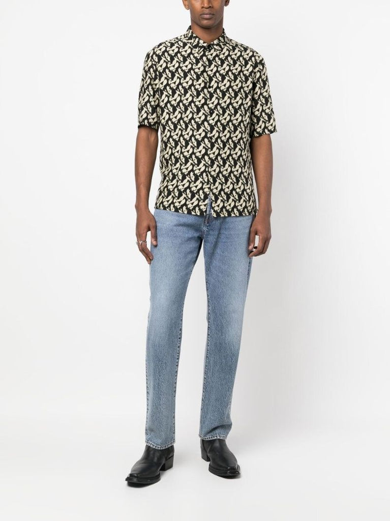Black Cotton Abstract Print Shirt