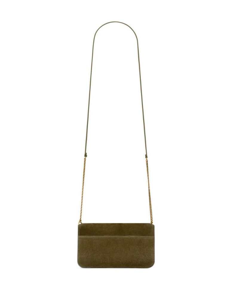 Green Logo Plaque Leather Phone Case
