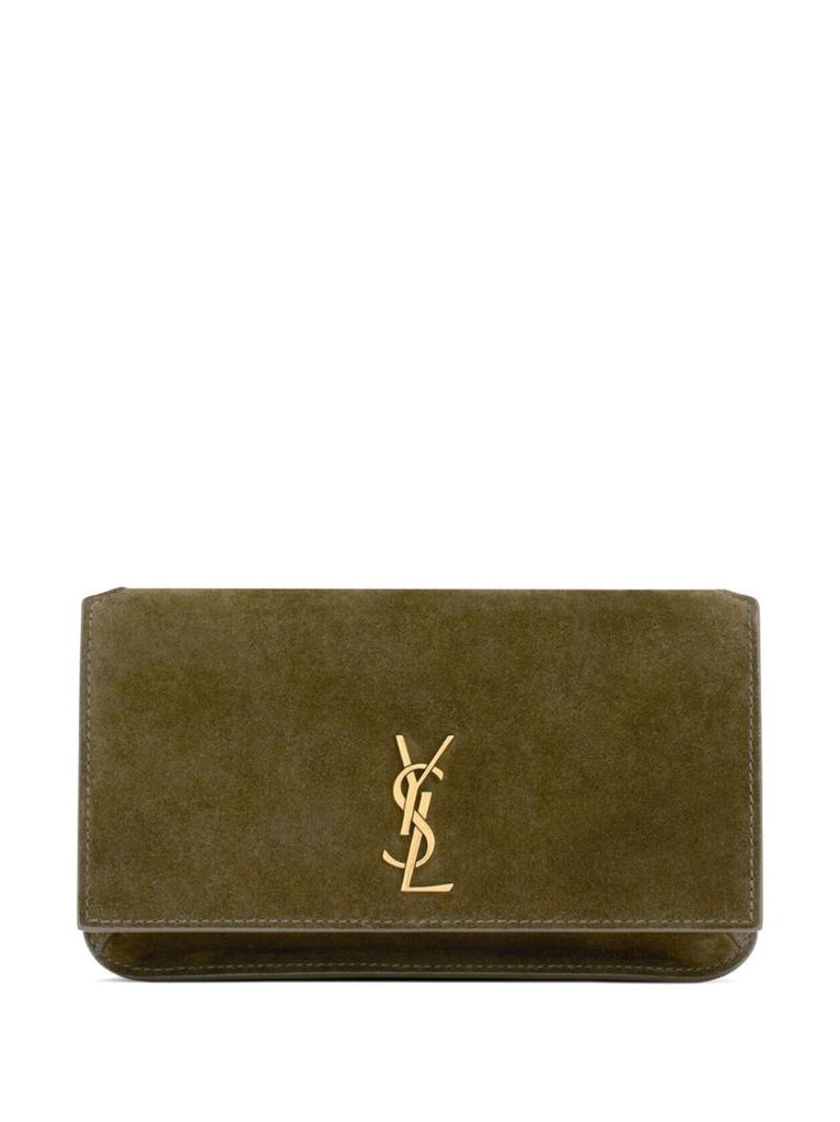 Green Logo Plaque Leather Phone Case