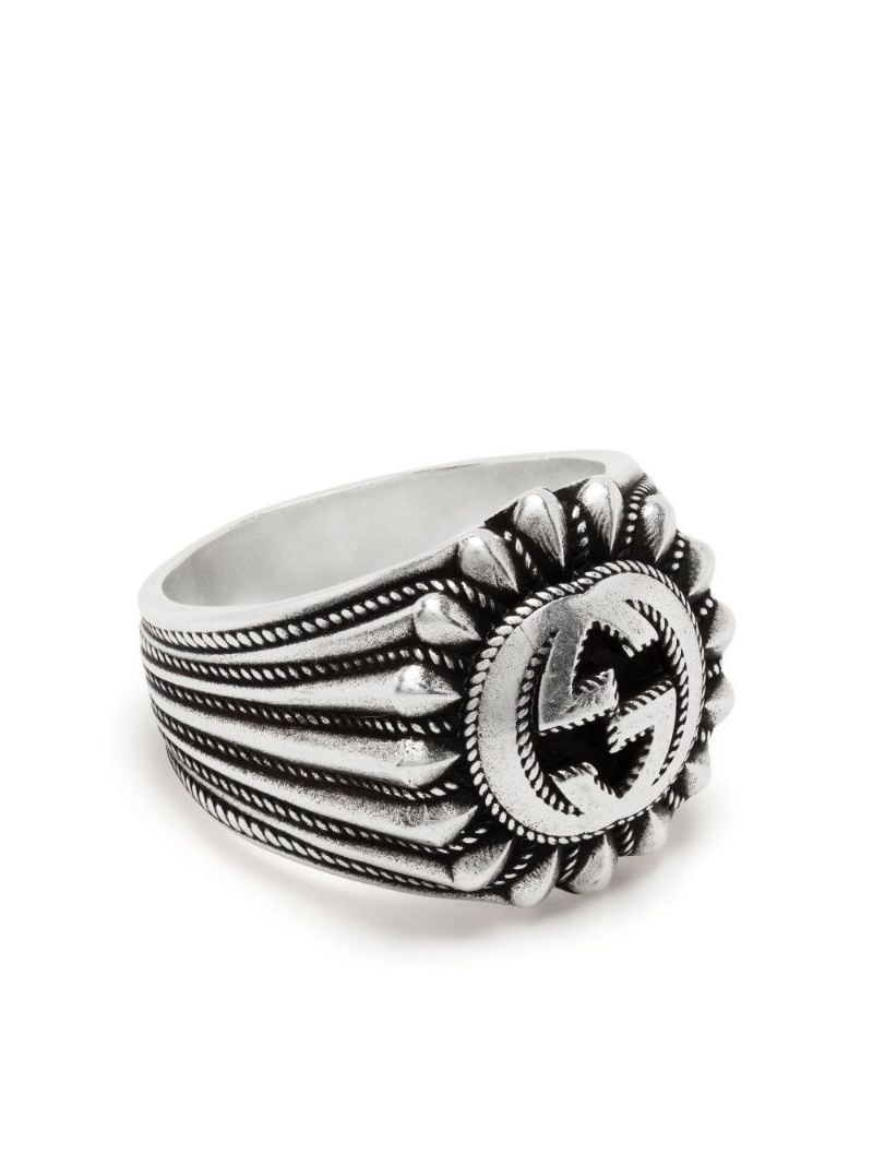 Sterling Silver Interlocking G Engraved Ring