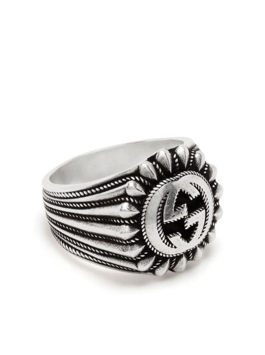 Sterling Silver Interlocking G Engraved Ring