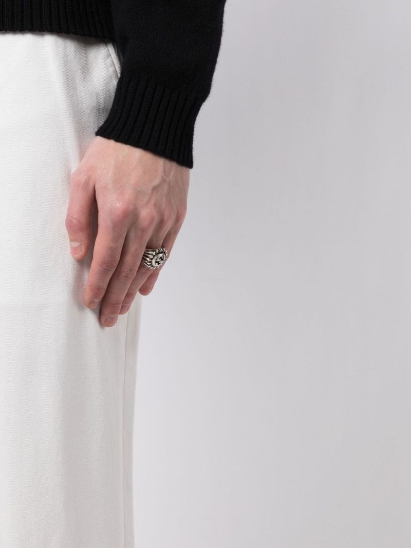 Sterling Silver Interlocking G Engraved Ring