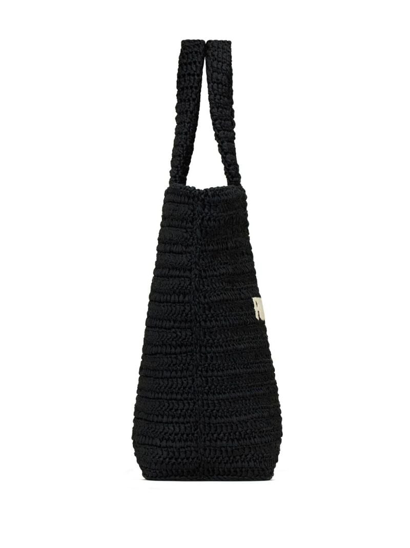 Black Rive Gauche Raffia Tote Bag