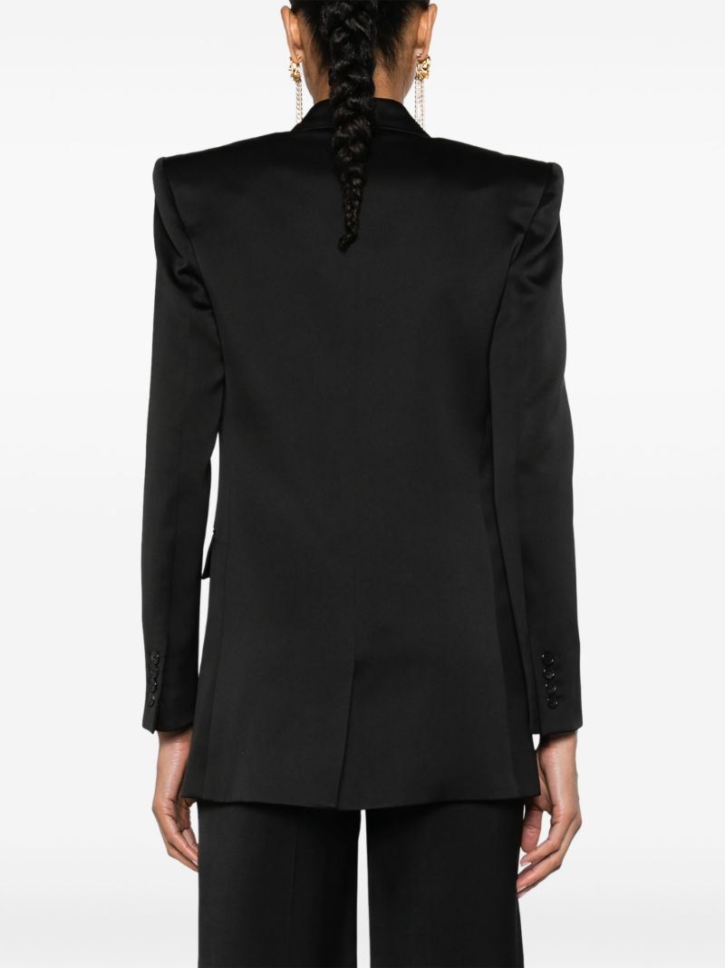 Black Double Breasted Silk Blazer