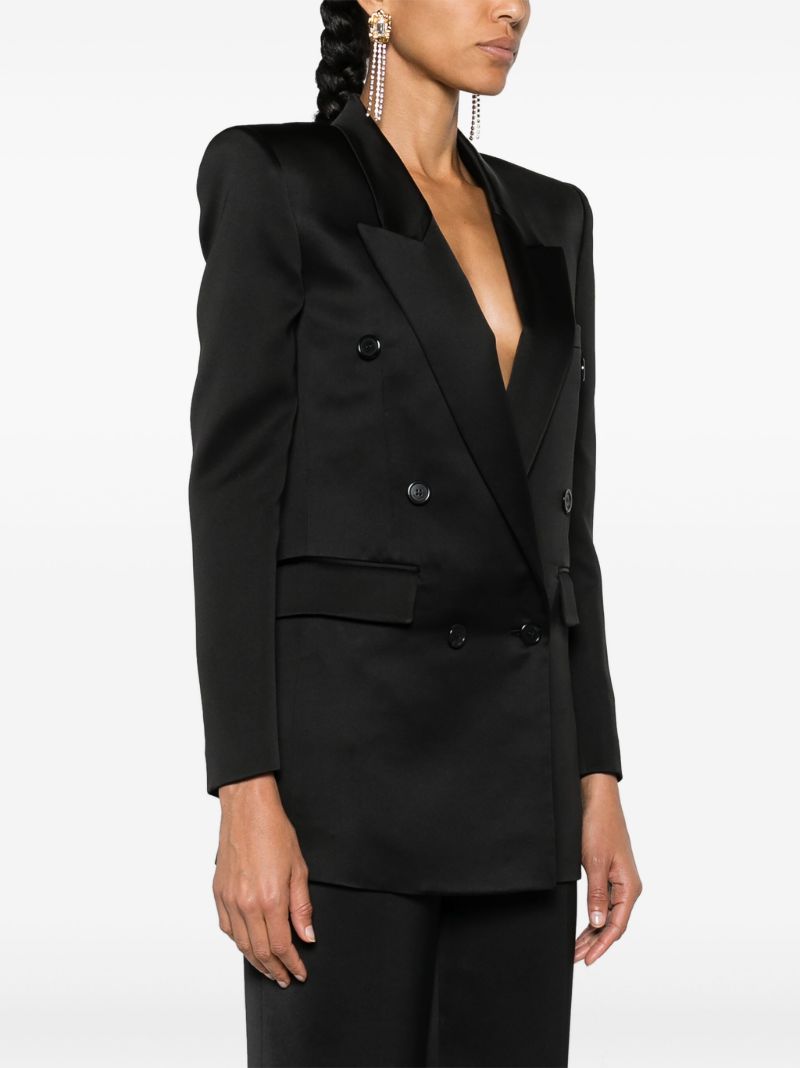 Black Double Breasted Silk Blazer