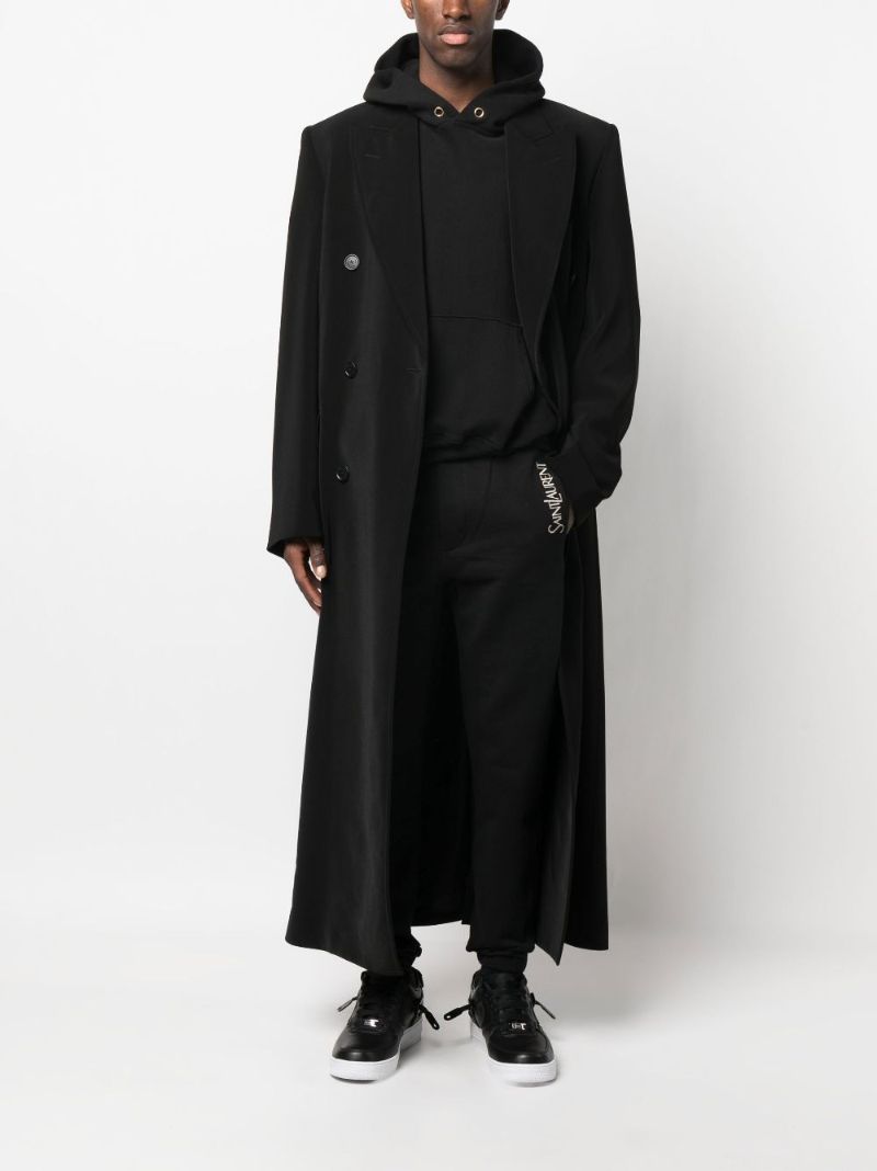 Black Logo Embroidered Cotton Track Pants