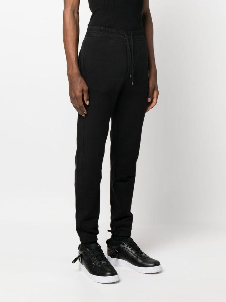 Black Logo Embroidered Cotton Track Pants