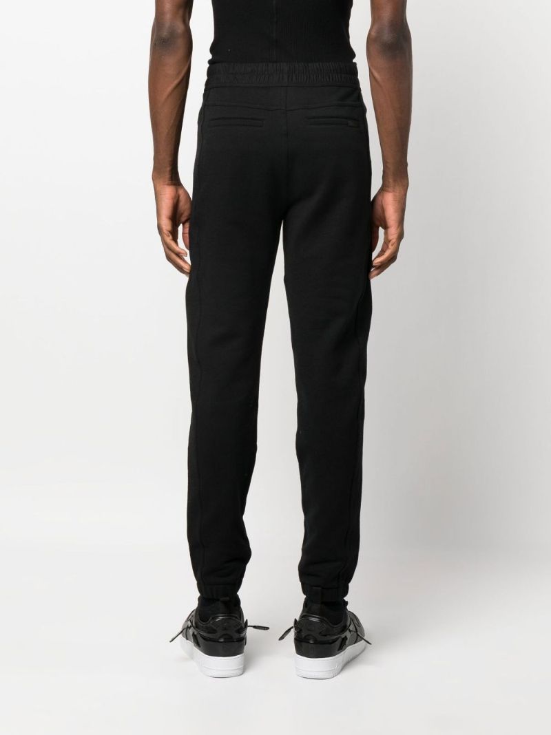 Black Logo Embroidered Cotton Track Pants