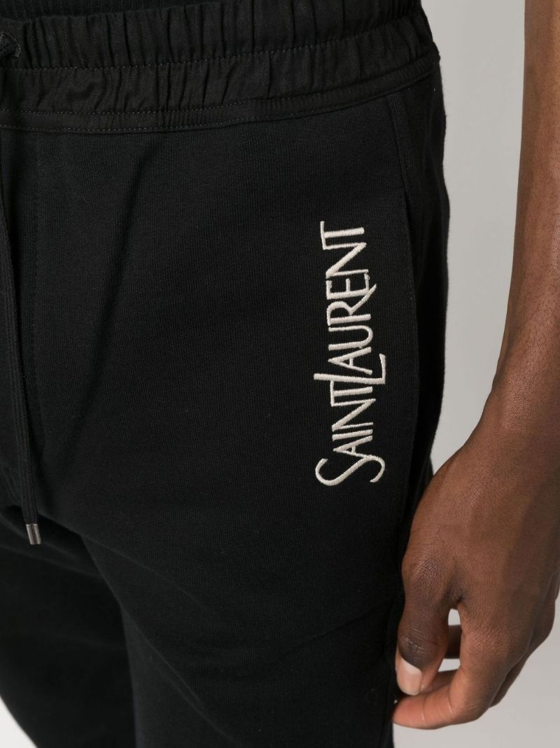 Black Logo Embroidered Cotton Track Pants