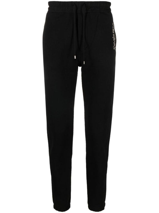 Black Logo Embroidered Cotton Track Pants