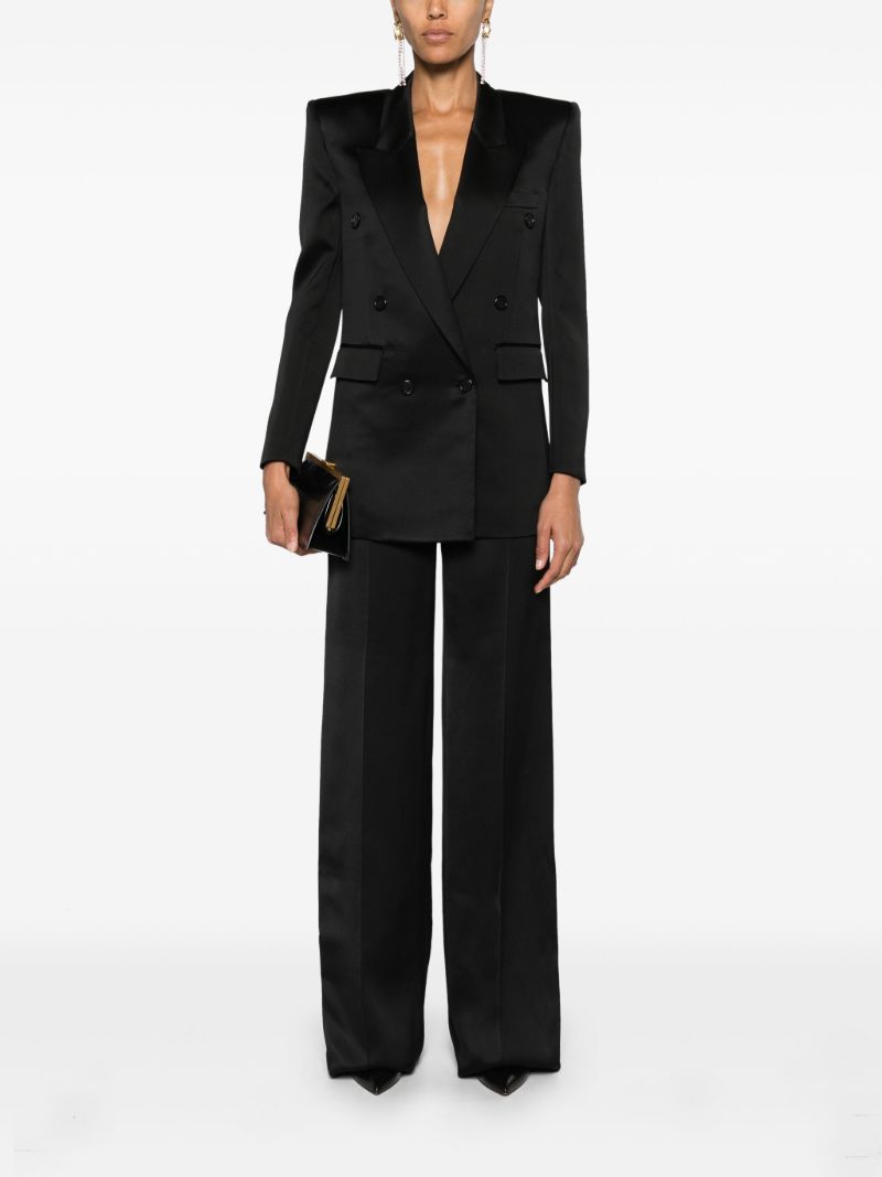 Black Tailored Silk Trousers