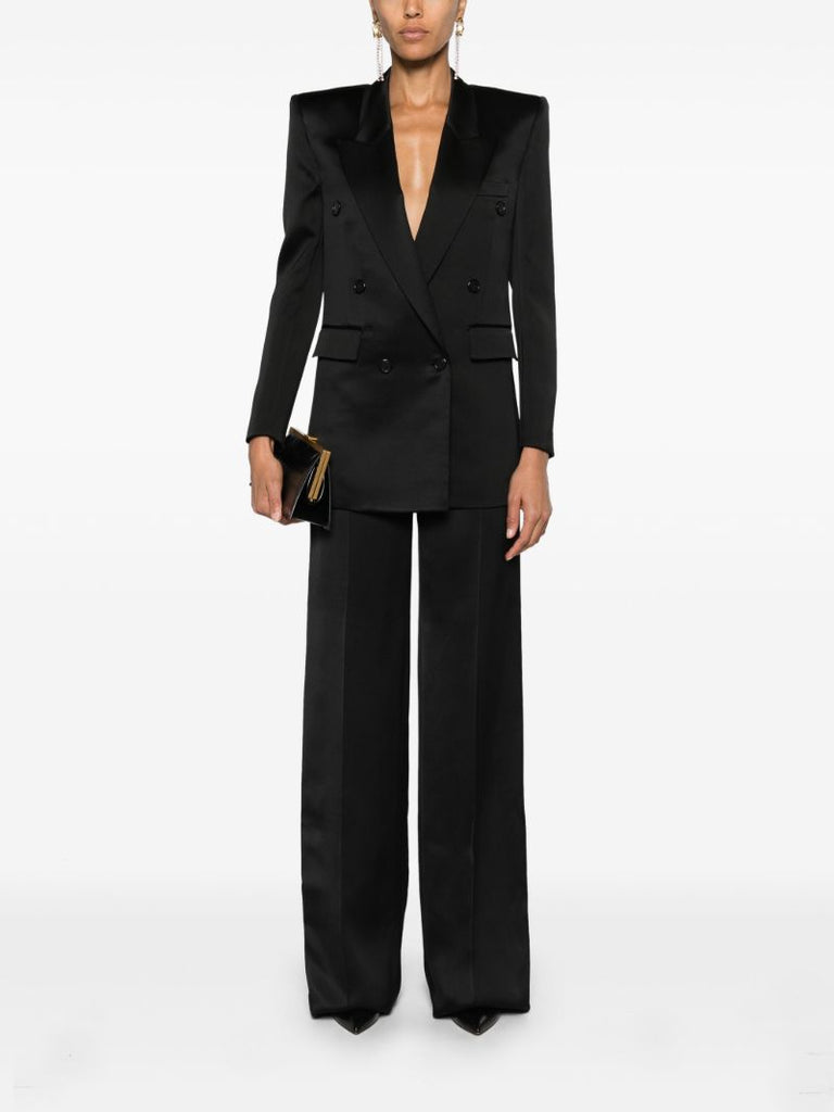 Black Tailored Silk Trousers