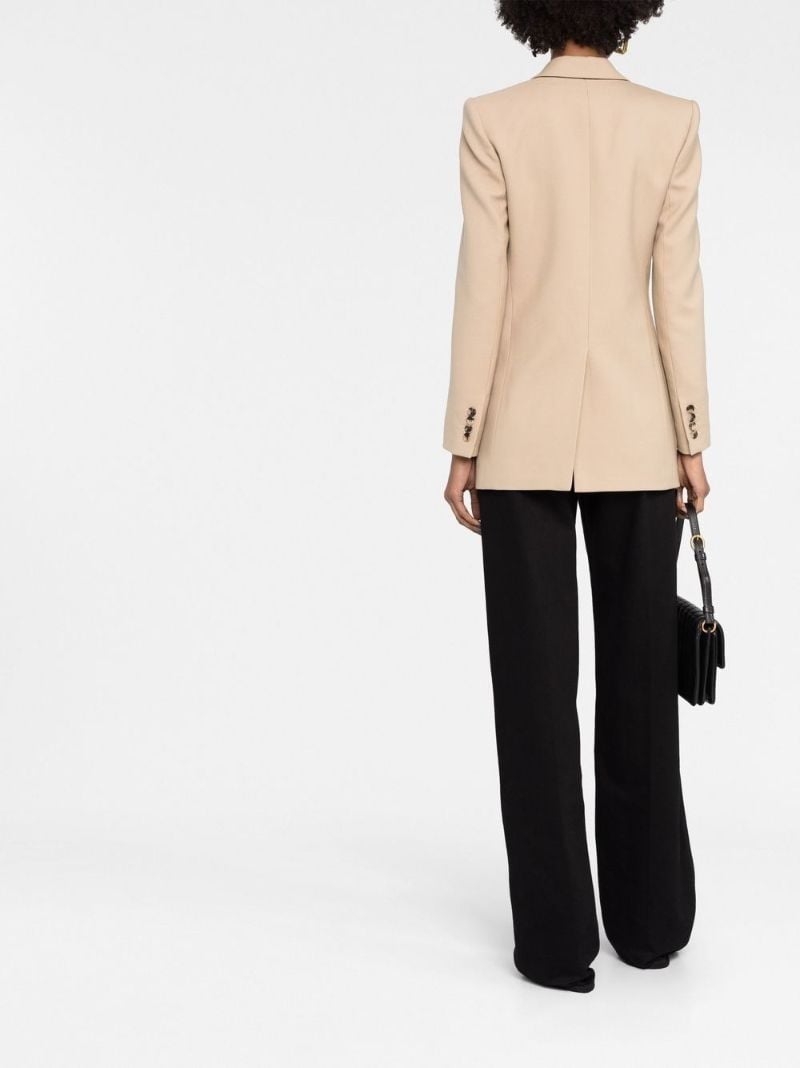 Neutral Double-breasted Wool Blazer