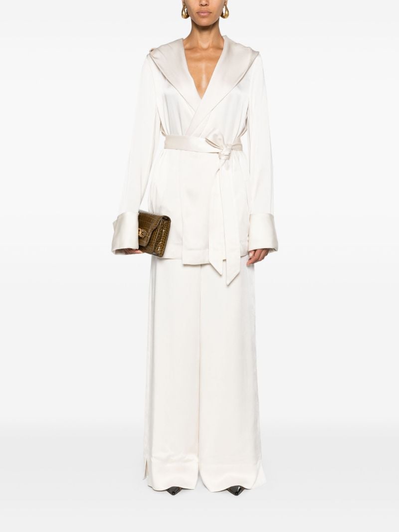 Neutral High Waisted Straight Leg Trousers