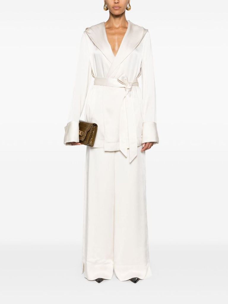 Neutral High Waisted Straight Leg Trousers