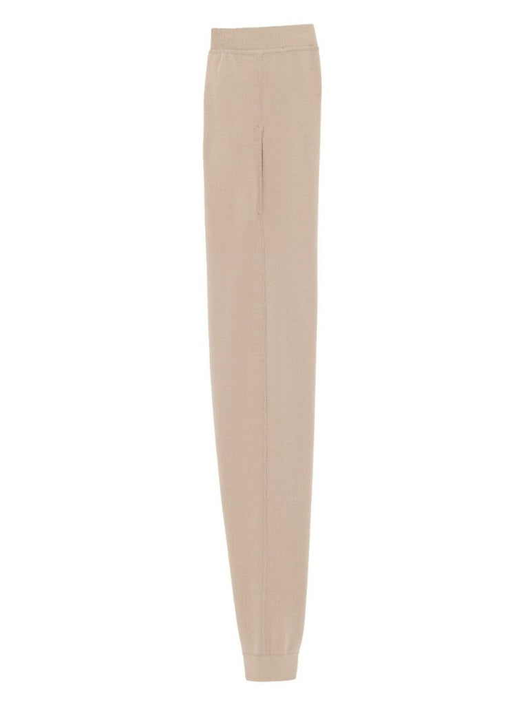 Beige Wool Track Pants