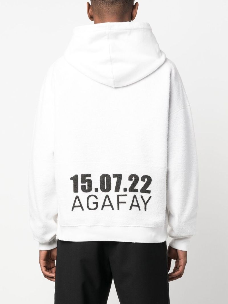 White Agafay Logo Print Hoodie