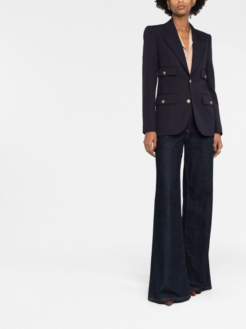 Blue Single-breasted Wool Blazer