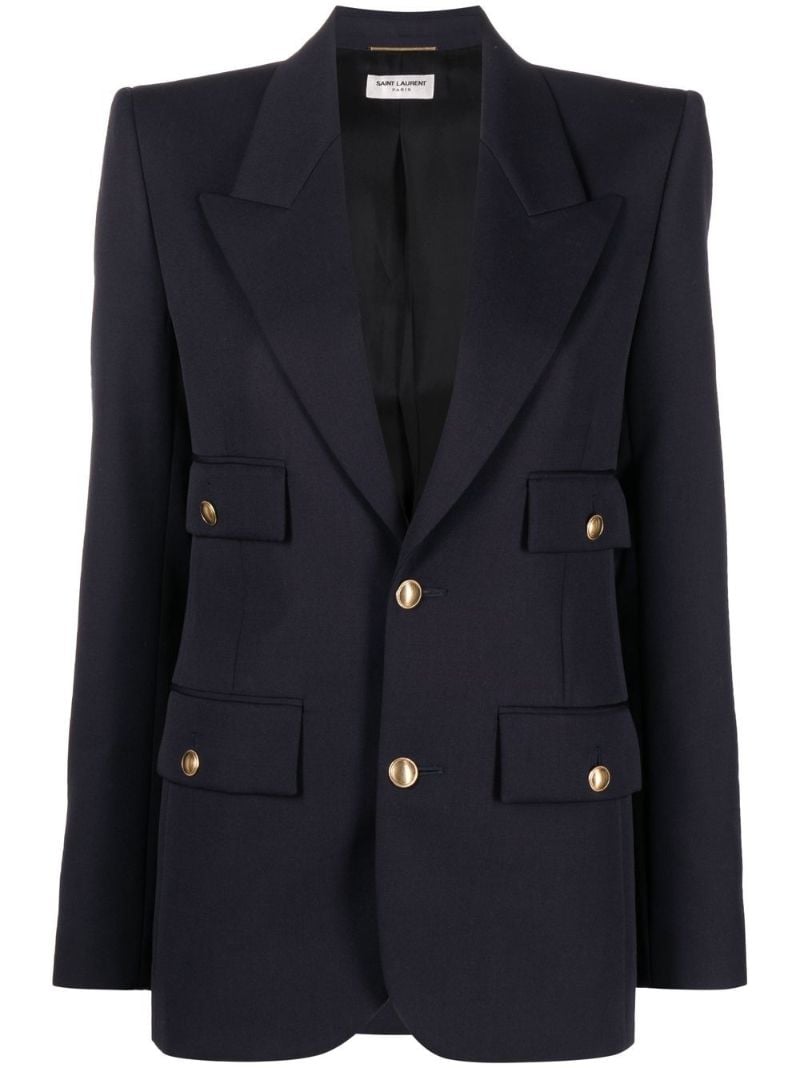 Blue Single-breasted Wool Blazer