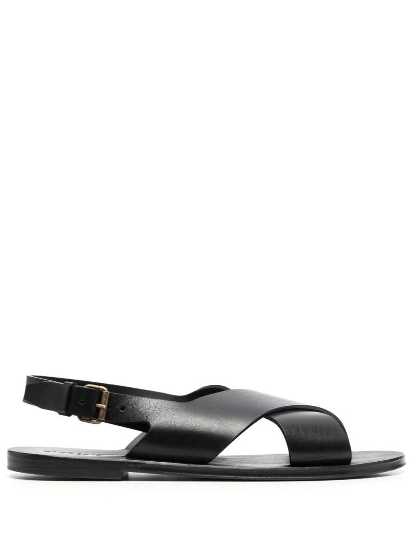 Black Mojave Crossover Strap Sandals