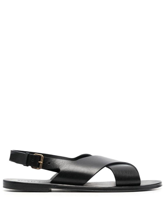 Black Mojave Crossover Strap Sandals