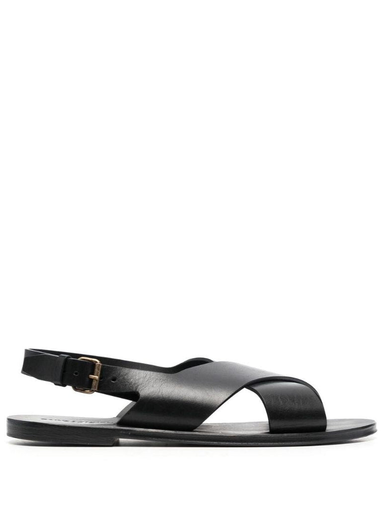 Black Mojave Crossover Strap Sandals