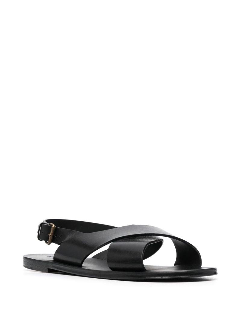 Black Mojave Crossover Strap Sandals
