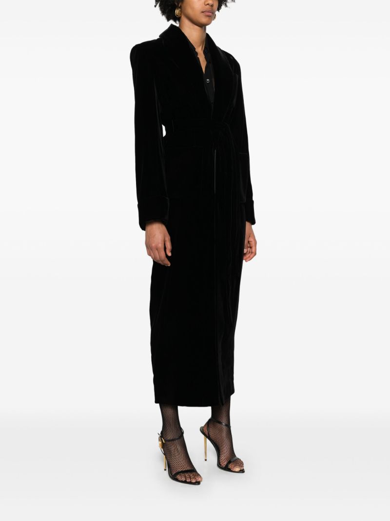 Black Belted Shawl Lapels Coat