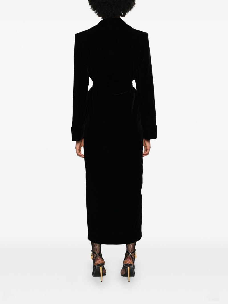 Black Belted Shawl Lapels Coat