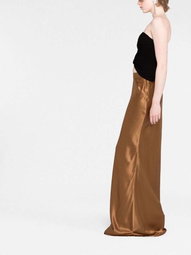 Brown Silk Maxi Skirt