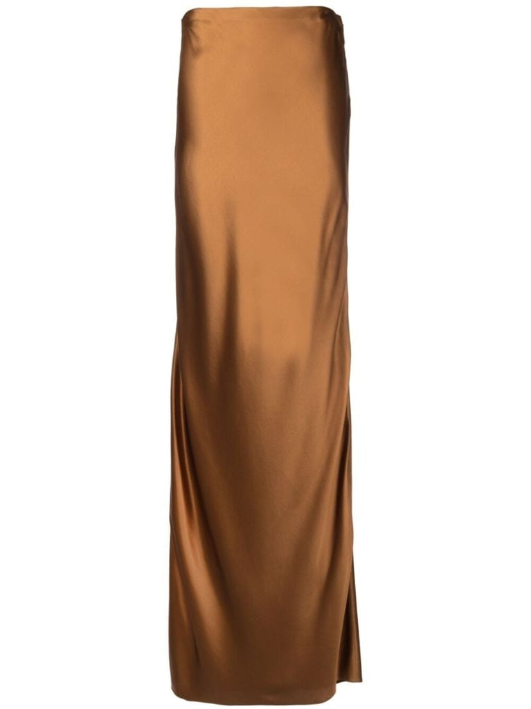 Brown Silk Maxi Skirt