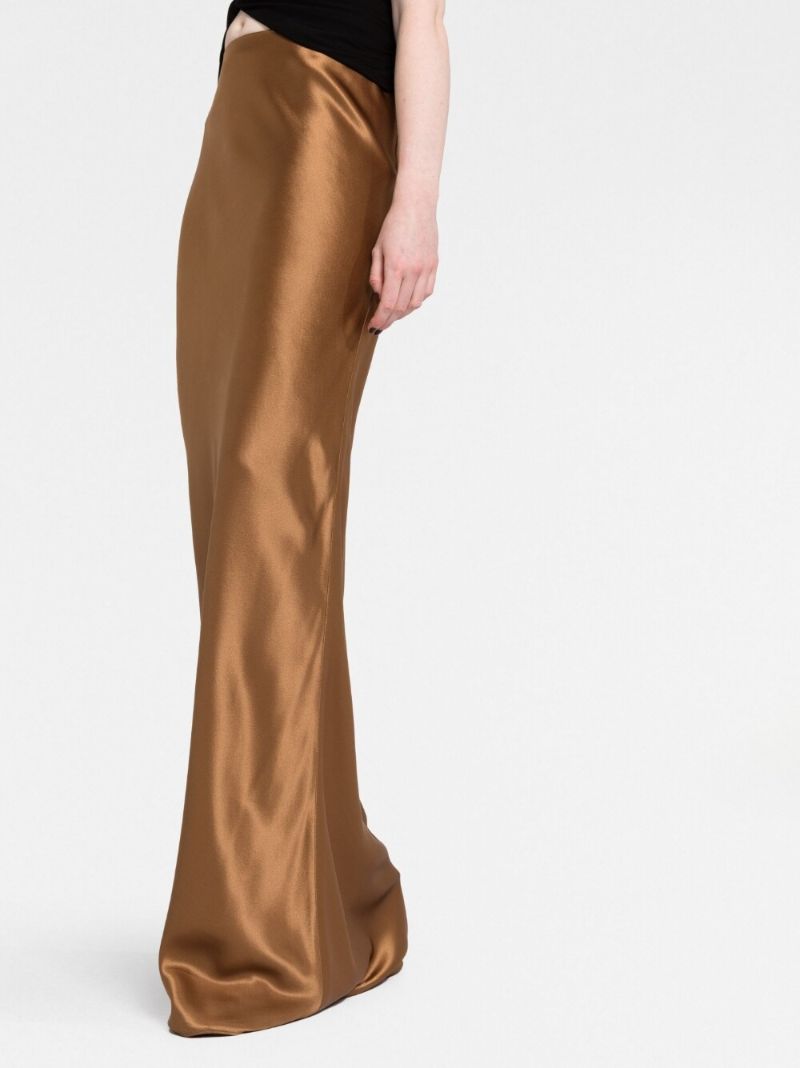 Brown Silk Maxi Skirt