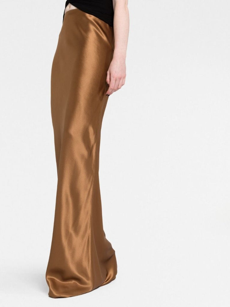 Brown Silk Maxi Skirt