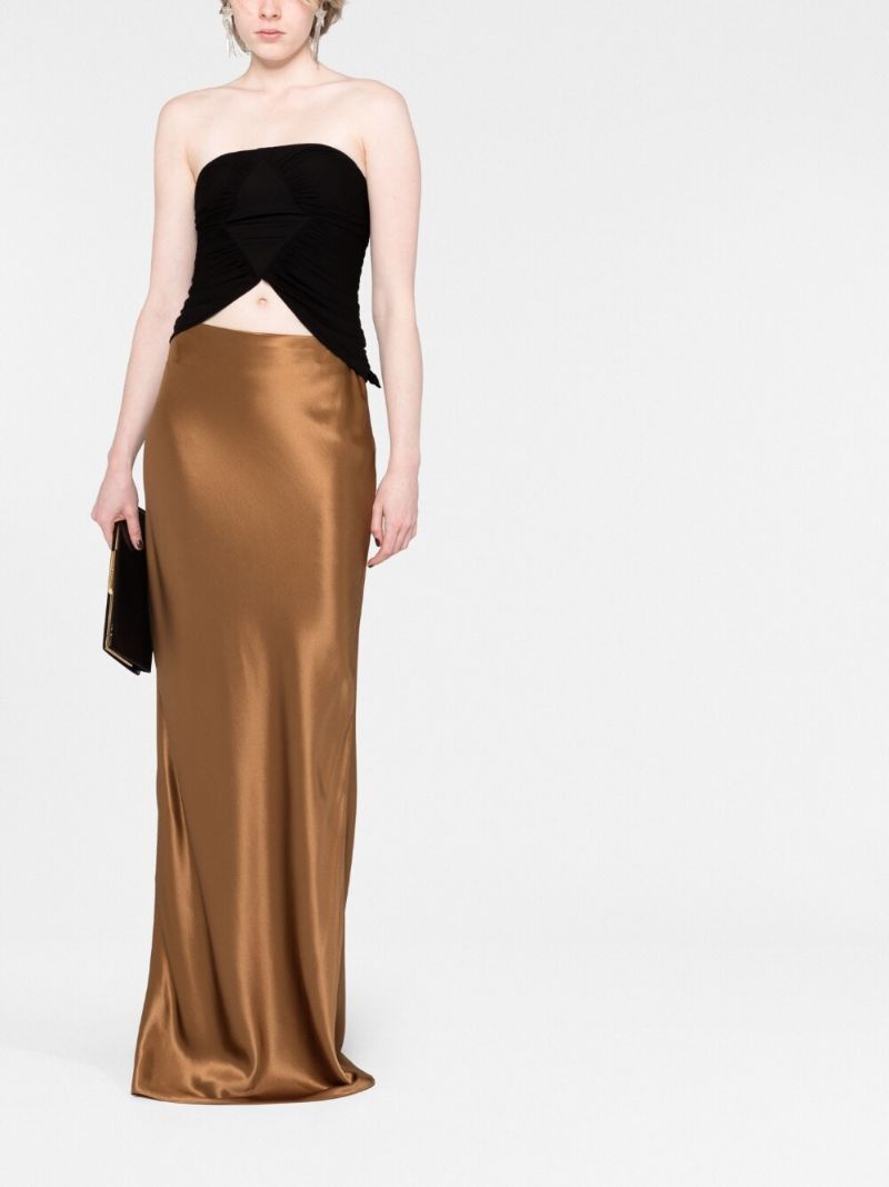 Brown Silk Maxi Skirt