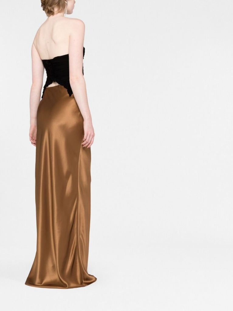 Brown Silk Maxi Skirt