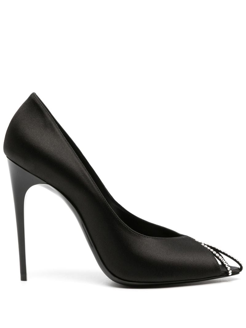 Black Alix 110 Crystal Satin Pumps