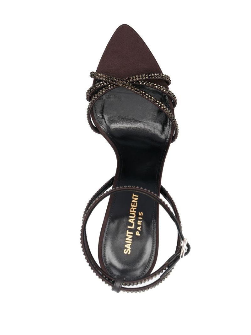 Brown Ava 105 Crystal Leather Sandals