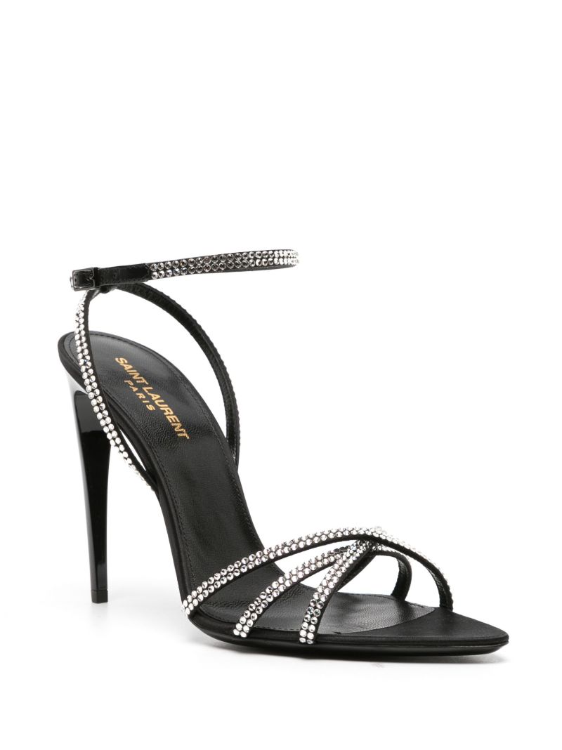 Black Ava 105 Crystal Leather Sandals