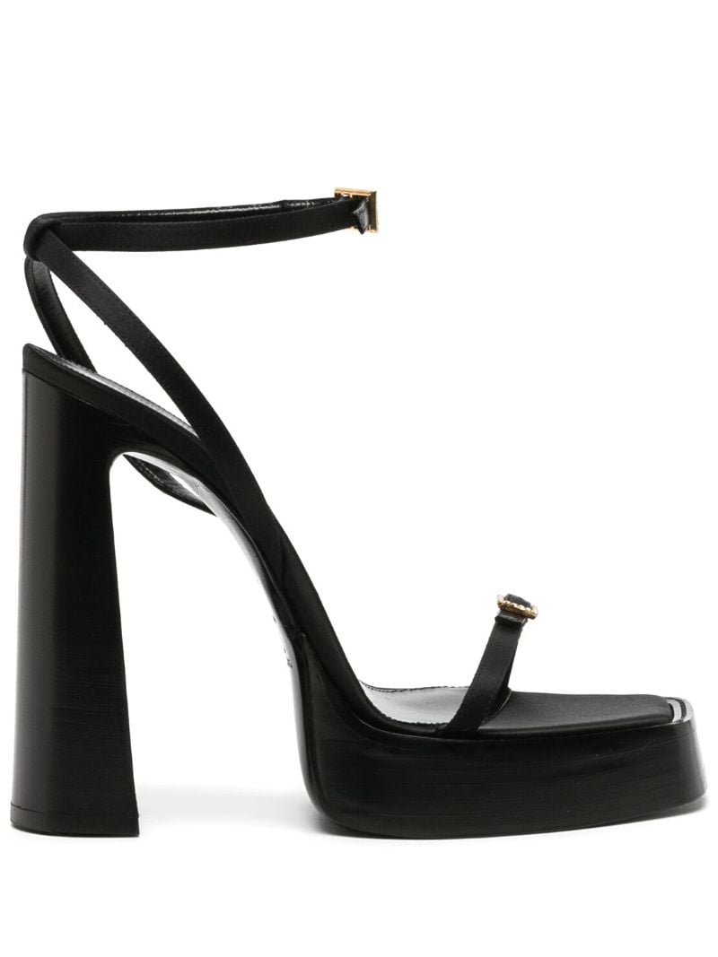 Black Platz 105 Silk Platform Sandals
