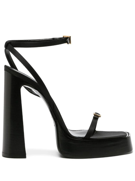 Black Platz 105 Silk Platform Sandals
